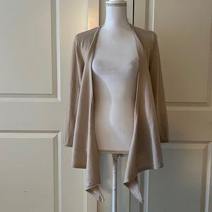 Garnet Hill 100% Cashmere Open Cardigan Sweater, Tie Front, in Beige